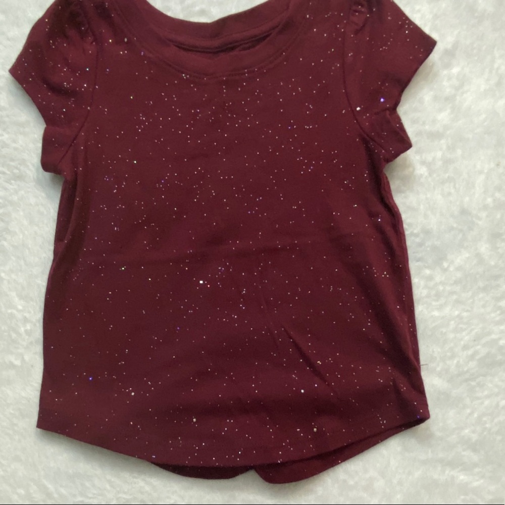 ‼️6 For $20‼️Cat & Jack Burgundy Glitter Tee